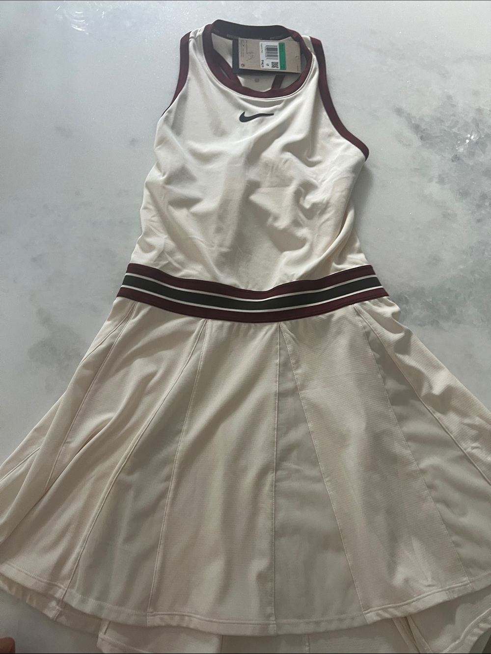 Nike Cream and Maroon Striped Waist Tennis Dress
